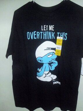 Smurfs Let Me Overthink This SS T Shirt Lg NWT